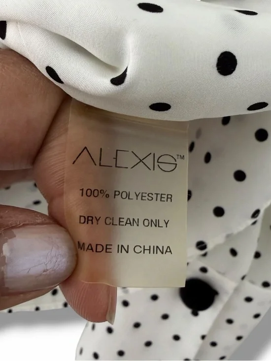 Alexis White/Black Polka Dot Priya Blouse Velvet Buttons Office Secretary Medium - Picture 9 of 9